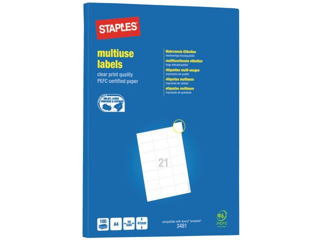 Staples Universele Etiketten 70 X 41 Mm Pak 2100 Stuks staples kopen in de aanbieding Staples Universele Etiketten 70 X 41 Mm Pak 2100 Stuks staples kopen in de aanbieding
