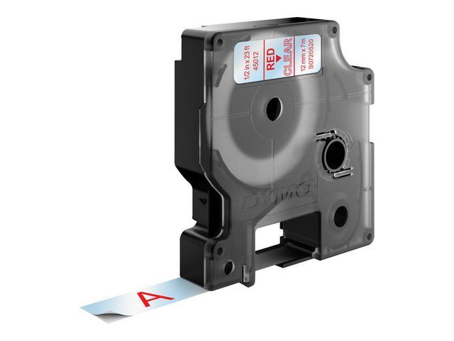 Dymo D1 Labeltape 12 Mm Rood Op Transparant 45012 dymo kopen in de aanbieding