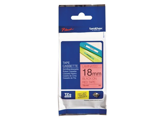 Ptouch P Touch Tze Labeltapes Zwart Op Rood 441 18 Mm ptouch kopen in de aanbieding