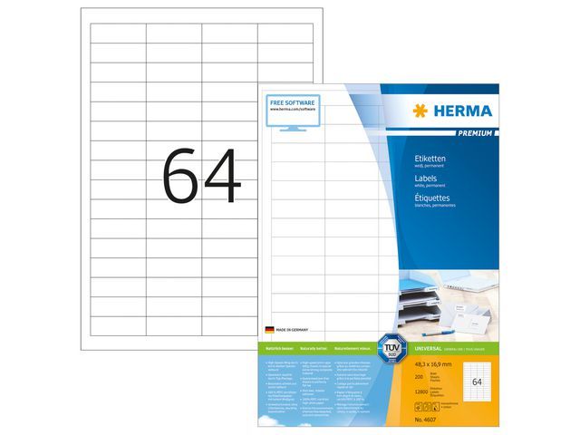 Herma Premium Etiketten Met Rechte Hoeken Stuks 48X17Mm Pak 12800 herma kopen in de aanbieding