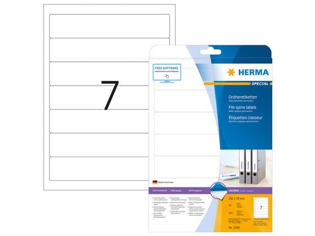 Herma Rugetiketten 192X38 Mm Wit Pak 175 Stuks herma kopen in de aanbieding