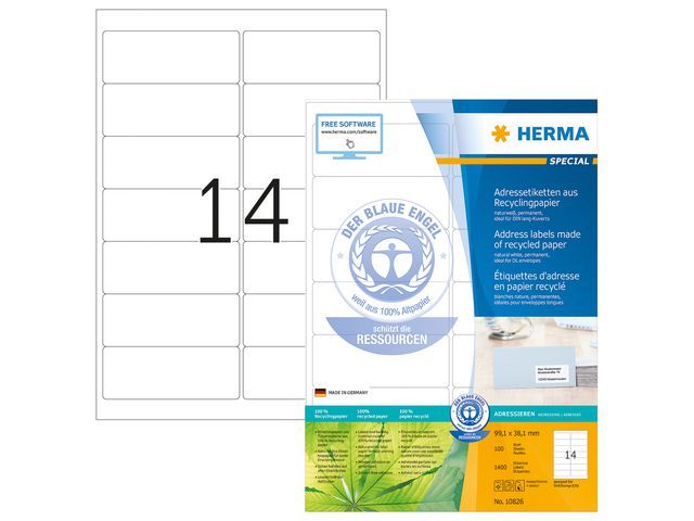 Herma Gerecyclede Etiketten Met Rechte Hoeken 991X381 Mm 10826 Pak 1400 Stuks herma kopen in de aanbieding