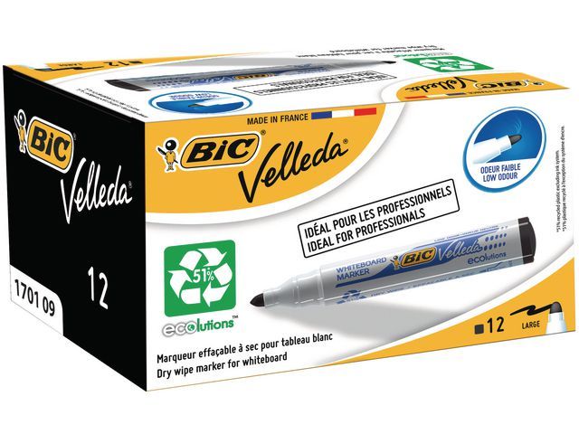 Bic Whiteboard Marker Velleda 1701 15 Mm Zwart Pak 12 Stuks bic kopen in de aanbieding