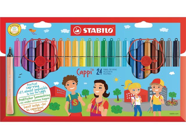 Stabilo Cappi Viltstiften Etui 24 Stuks Pak 24 stabilo kopen in de aanbieding