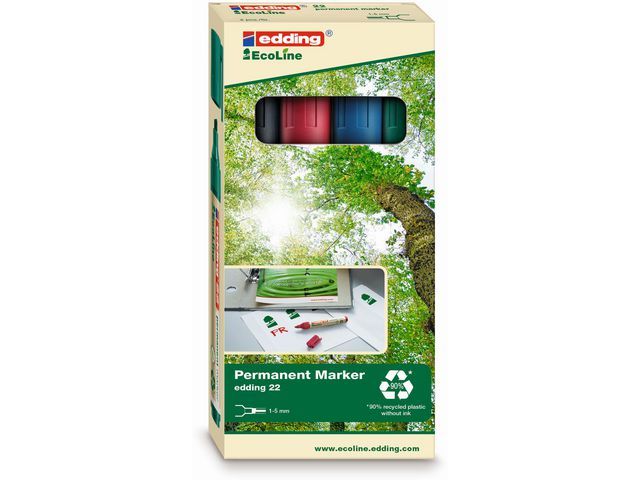 Edding Permanent Marker 22 Ecoline 1 5 Mm Assorti Pak 4 Stuks edding kopen in de aanbieding Edding Permanent Marker 22 Ecoline 1 5 Mm Assorti Pak 4 Stuks edding kopen in de aanbieding