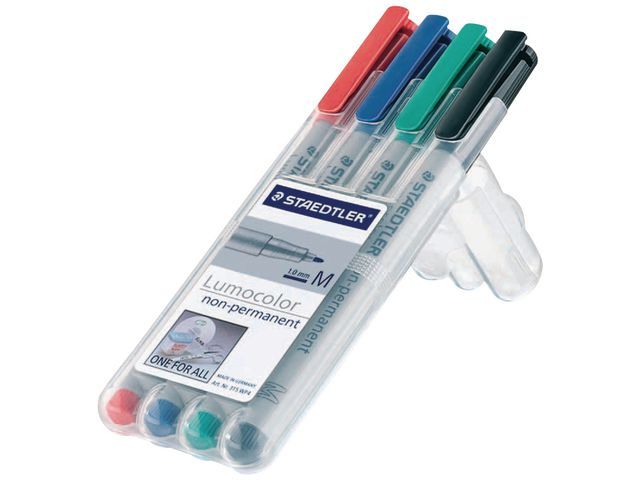 Staedtler Lumocolor Non Permanent Marker Ohpcddvd Lc315 Medium Assorti Pak 4 Stuks lumocolor kopen in de aanbieding Staedtler Lumocolor Non Permanent Marker Ohpcddvd Lc315 Medium Assorti Pak 4 Stuks lumocolor kopen in de aanbieding