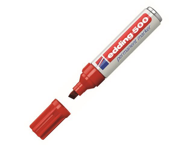 Edding Permanent Marker 500 2 7 Mm Rood Doos 10 Stuks edding kopen in de aanbieding