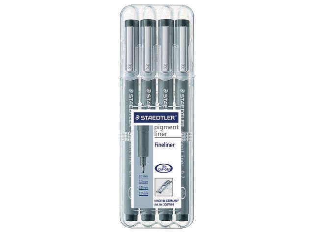 Staedtler Fineliner 308 Assorti Schrijfbreedtes Pak 4 Stuks staedtler kopen in de aanbieding