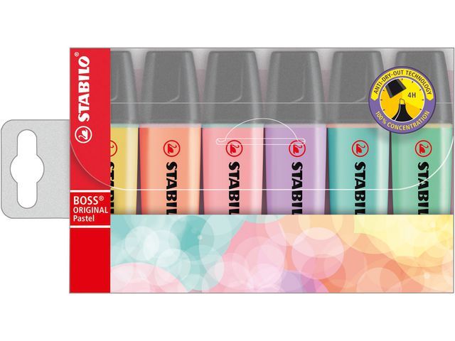 Stabilo Boss Original Markeerstift Met Platte Huls Beitelvormige Punt 2 5 Mm Diverse Pastelkleuren Pak 6 Stuks stabilo kopen in de aanbieding Stabilo Boss Original Markeerstift Met Platte Huls Beitelvormige Punt 2 5 Mm Diverse Pastelkleuren Pak 6 Stuks stabilo kopen in de aanbieding