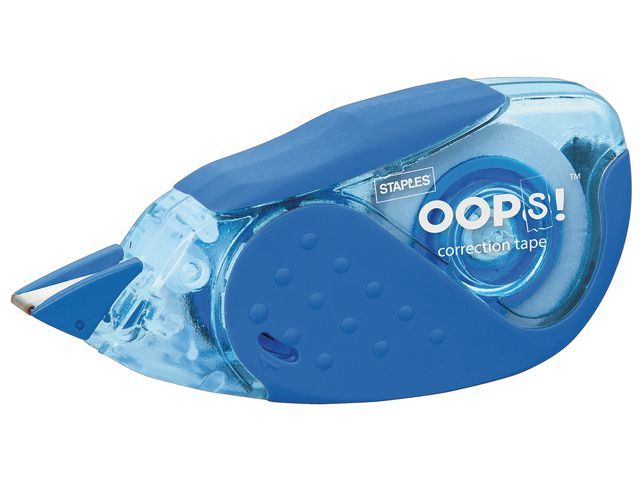 Staples Correctieroller Oops Midway 1 Blauwe En 1 Grijze Houder Pak 2 Stuks staples kopen in de aanbieding