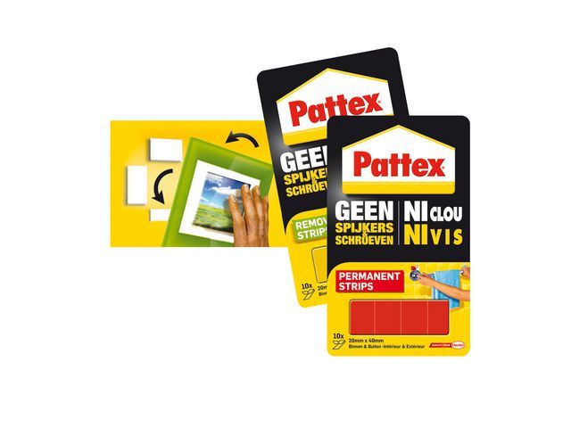Pattex Montagestrip Permanent Rood 10 Strips Pak 10 Stuks pattex kopen in de aanbieding