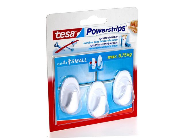 Tesa Kleefstrip Powerstrip Haken Small Ovaal Wit Pak 3 Stuks tesa kopen in de aanbieding