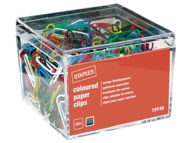 Staples Gekleurde Paperclips 26 Mm Metaal Geplastificeerd Pak 500 Stuks staples kopen in de aanbieding