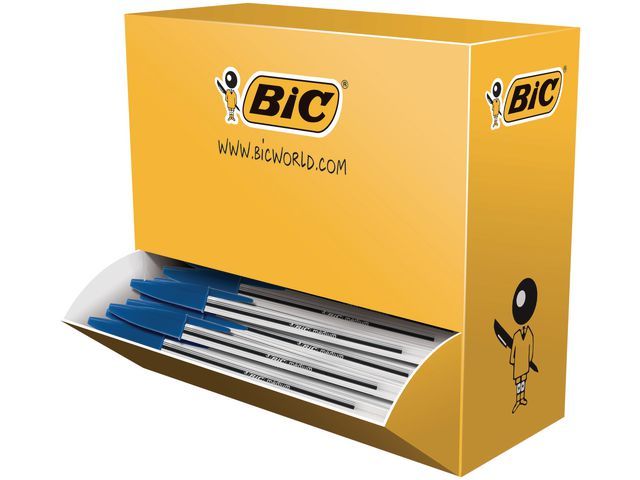 Bic Balpen Cristal Stick Value Pack Medium Blauw Doos 100 Stuks bic kopen in de aanbieding