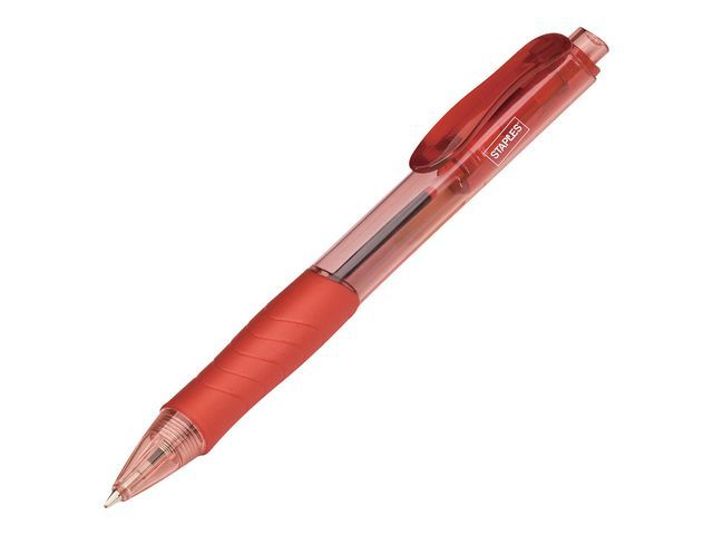Staples Balpen Grip Icebreaker Medium Rood Pak 12 Stuks staples kopen in de aanbieding