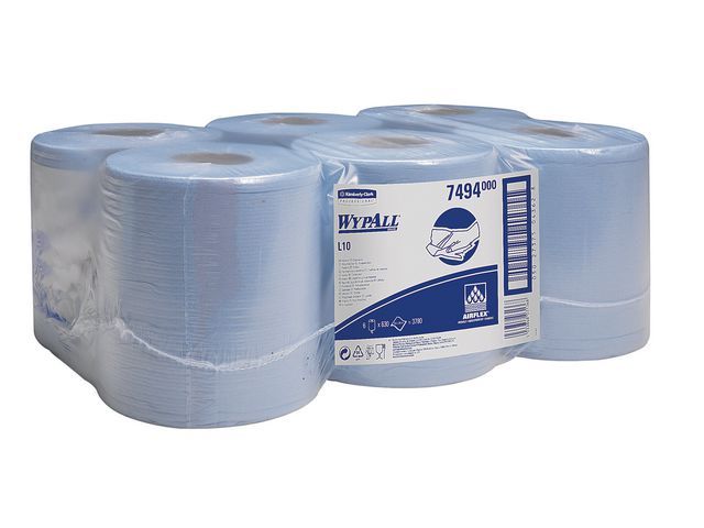 Wypall Poetsdoeken Combirollen L10 Blauw Pak 6 Rollen wypall kopen in de aanbieding