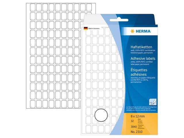 Herma Universele Etiketten Met Ronde Hoeken 8X12 Mm 2310 Pak 3840 Stuks herma kopen in de aanbieding Herma Universele Etiketten Met Ronde Hoeken 8X12 Mm 2310 Pak 3840 Stuks herma kopen in de aanbieding