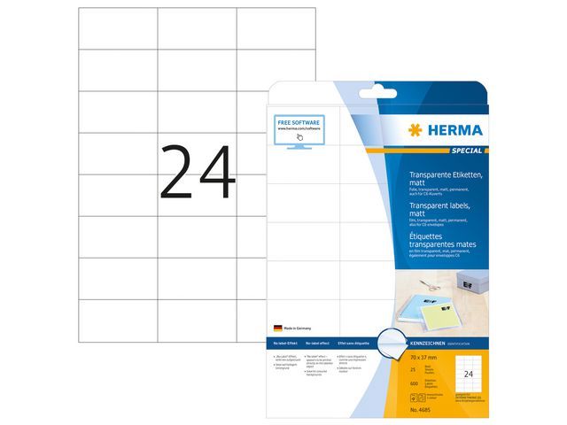Herma Transparante Folie Etiketten 70X37 Mm Pak 600 Stuks herma kopen in de aanbieding Herma Transparante Folie Etiketten 70X37 Mm Pak 600 Stuks herma kopen in de aanbieding