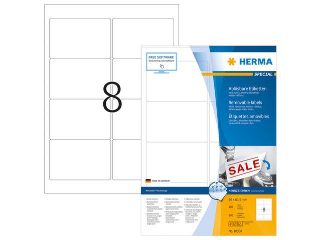 Herma Herpositioneerbare Etiketten Met Ronde Hoeken 96X635 Mm Pak 800 Stuks herma kopen in de aanbieding