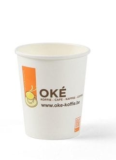 OKÉ KOFFIE CAFE KAFFEE COFFEE TRADITION & QUALITY Kartonnen bekers Oké 230cc wit/pk50