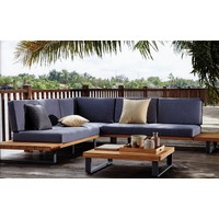 thumb-Hoek Loungeset - Basten - Acacia - Antraciet - Garden Interiors-3