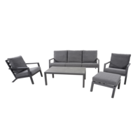 Stoel-Bank Loungeset – Down Town – Antraciet - Aluminium – Lesli Living