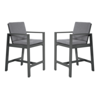 Barstoel - Malibu - 2 Stuks - Antraciet - Aluminium - Lesli Living