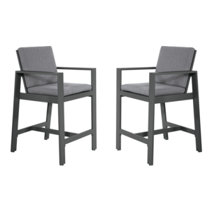 Lesli Living  Barstoel - Malibu - 2 Stuks - Antraciet - Aluminium - Lesli Living