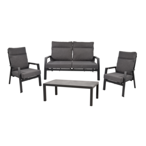 Lesli Living  Stoel-Bank Loungeset – Ohio – Antraciet - Aluminium – Lesli Living