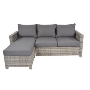 Lesli Living  Chaise Longue Loungeset - Valencia - Grijs - Wicker - Lesli Living