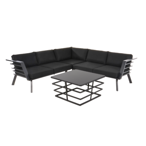 Lesli Living  Hoek Loungeset - Regatta - Zwart - Aluminium - Lesli Living