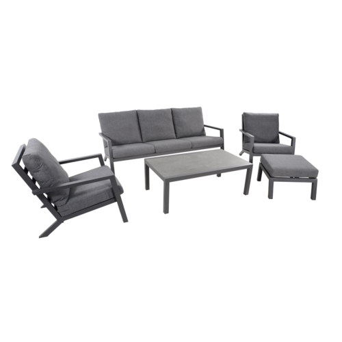 Lesli Living  Lounge Tuinstoel - Down Town – Antraciet - Aluminium – Lesli Living