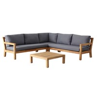 Hoek Loungeset - Harby - Acacia - Antraciet - Garden Interiors