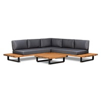 thumb-Hoek Loungeset - Basten - Acacia - Antraciet - Garden Interiors-1