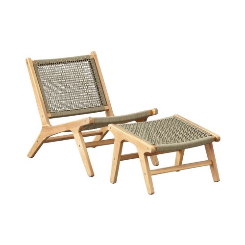 The Outsider Lounge Tuinstoel + Hocker - Sesto - Acacia - Olive - The Outsider The Outsider Lounge Tuinstoel + Hocker - Sesto - Acacia - Olive - The Outsider