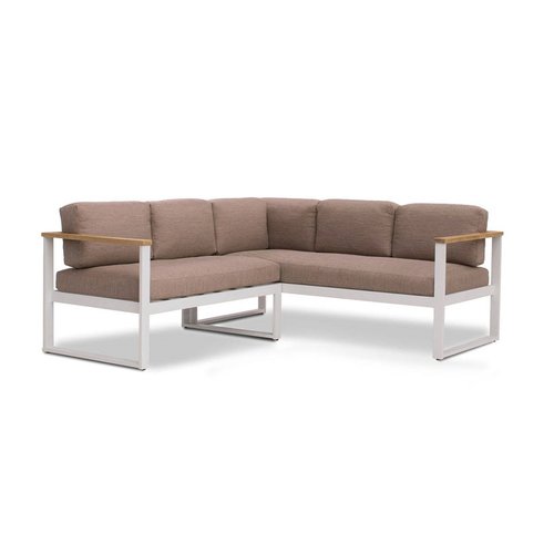 The Outsider Dining Loungeset - Abigail - Wit/Taupe - Alu/Acacia - The Outsider