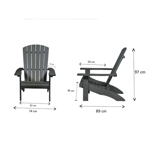 Garden Interiors Adirondack Stoel + Voetenbank - Grijs - Kunststof Polywood - Garden Interiors