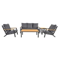 Stoel-Bank Loungeset - Donnan - Aluminium / Bamboe - Lesli Living