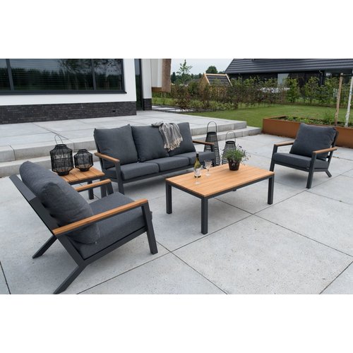 Lesli Living  Stoel-Bank Loungeset - Donnan - Aluminium / Bamboe - Lesli Living