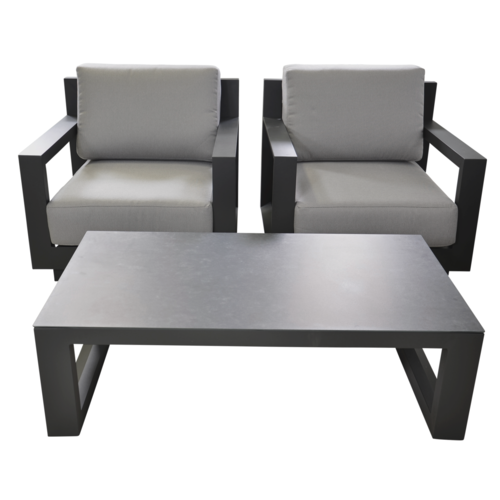 Lesli Living  Stoel-Bank Loungeset - Giorgo - Aluminium - Antraciet - Lesli Living