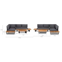 thumb-Hoek Loungeset - Basten - Acacia - Antraciet - Garden Interiors-10