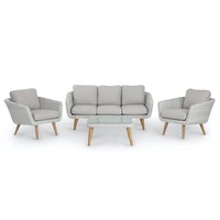 Stoel-Bank Loungeset - MIRA - Wicker - Lichtgrijs - The Outsider