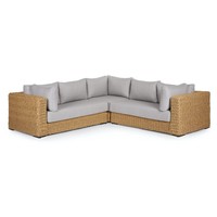 Hoek Loungeset - Safari- Wicker - Naturel - Grijs - The Outsider