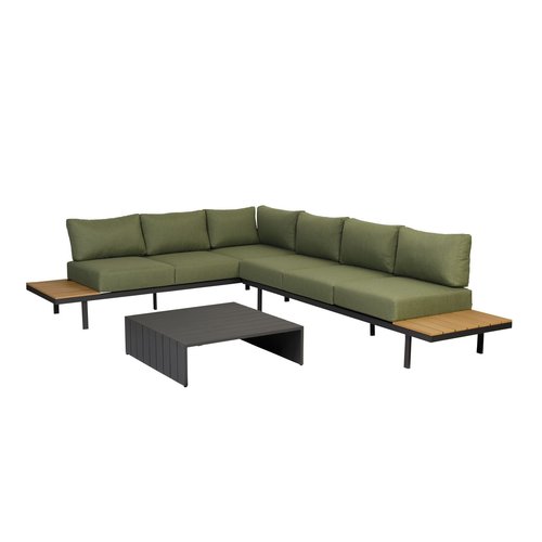 Exotan Hoek Loungeset - Bari - Groen - Aluminium - Teak - Exotan Exotan Hoek Loungeset - Bari - Groen - Aluminium - Teak - Exotan
