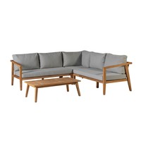 Hoek Loungeset - Lucca - Teak - Lichtgrijs - Exotan