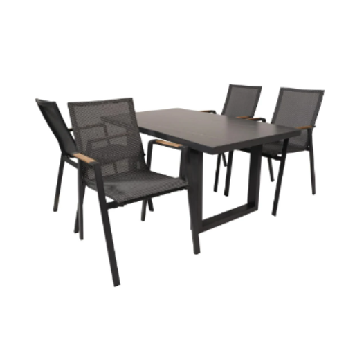 Lesli Living  Stapelbare Tuinstoel - Tarragona - Negro - Aluminium - Lesli Living