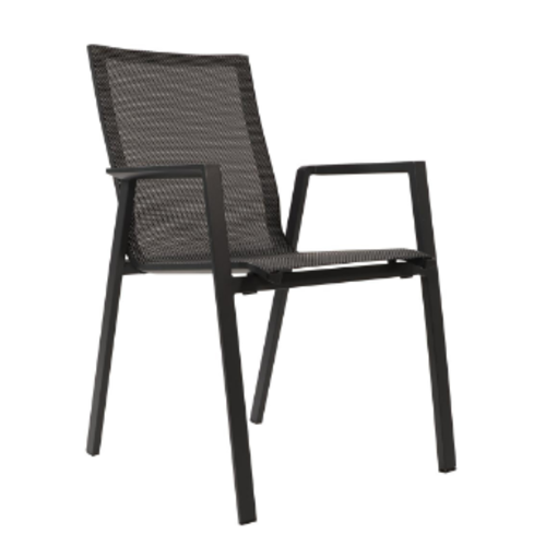 Lesli Living  Stapelbare Tuinstoel - Tarragona - Negro - Aluminium - Lesli Living