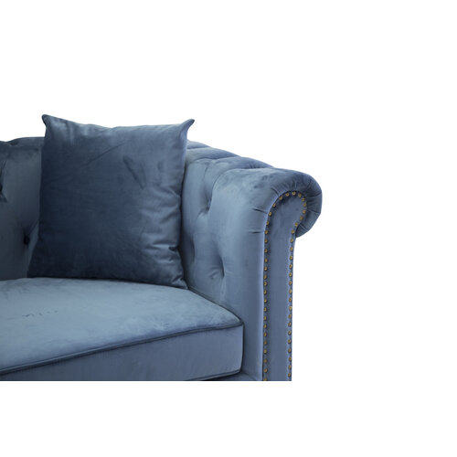 Jörn 3-Zitsbank - Greta - Blauw - Fluweel - Jörn