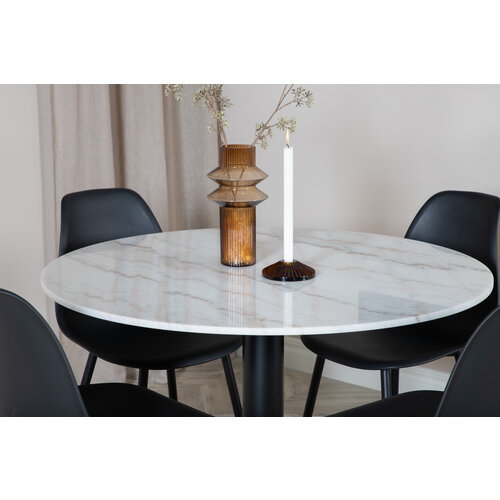 Jörn Eettafel - Palmer - 106 cm - Wit - Marmer - Jörn