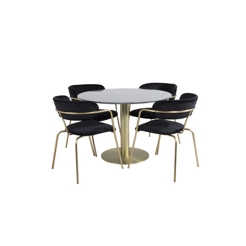 Jörn Eettafel Palmer - 106 cm - Grijs - Goud - Marmer - Jörn